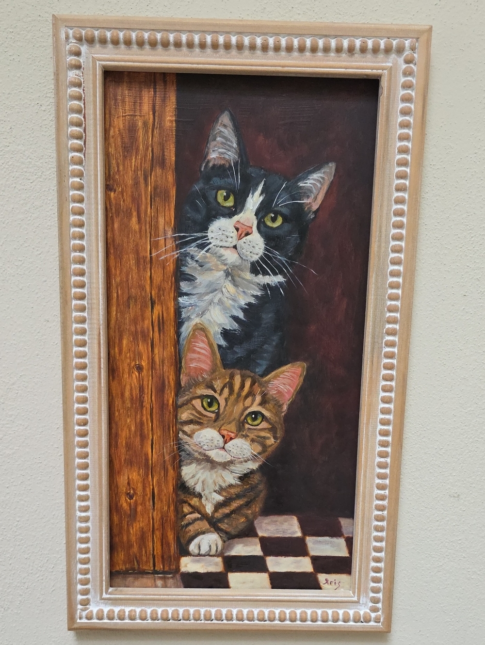 Abstract oil Painting cute Tuxedo cats